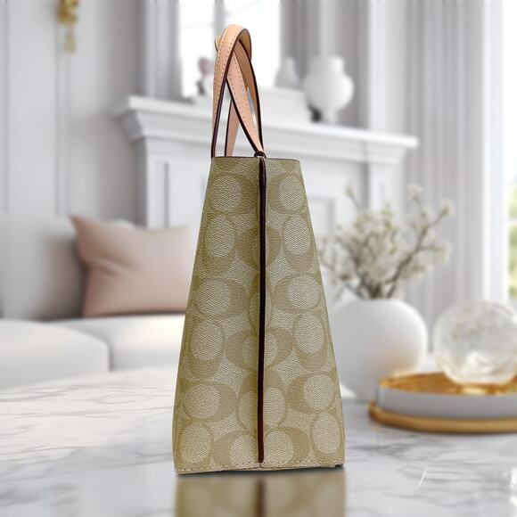 Coach C4250 Mollie Tote 25 In Signature Canvas IN Light Khaki Faded Blush - Picture 3 of 7